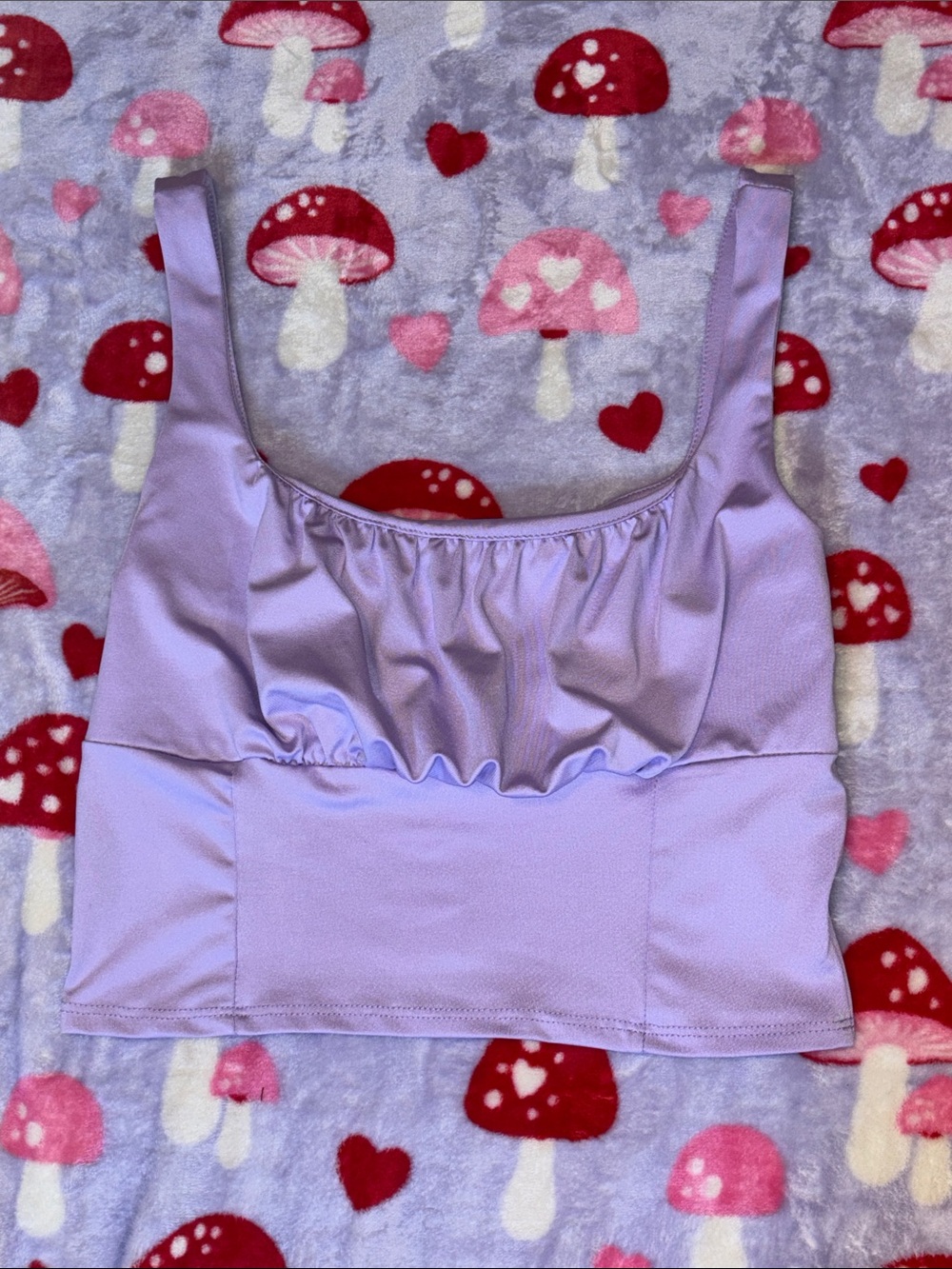 Lilac Gathered Crop Tank Top